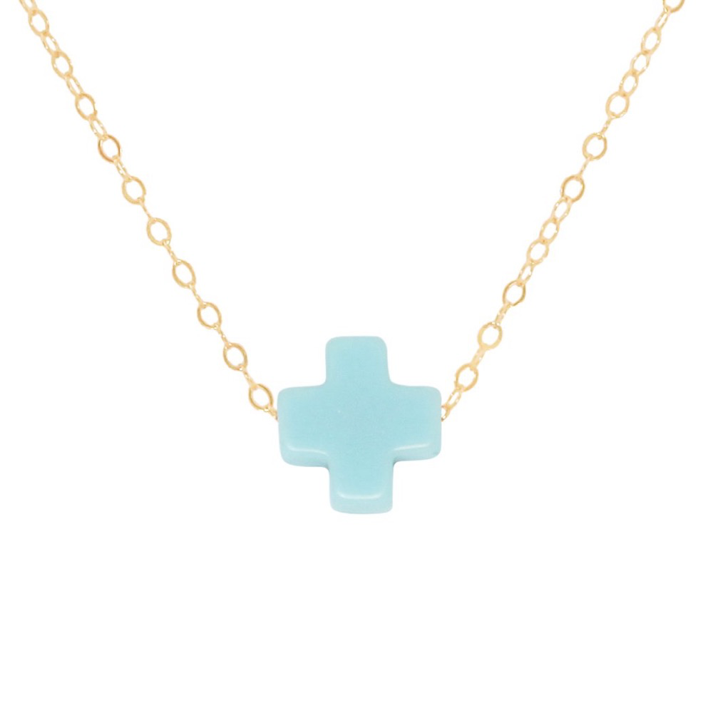 enewton - 16" Necklace Gold Signature Cross Turquoise