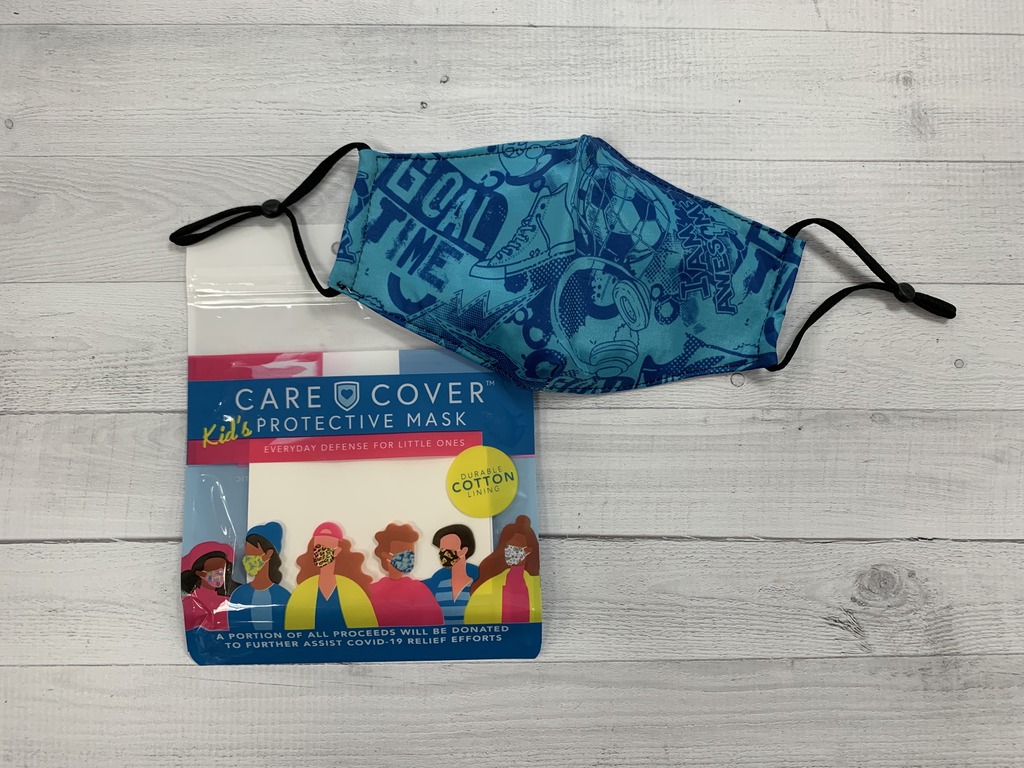 Kid's Care Cover Mask - Blue Graphic