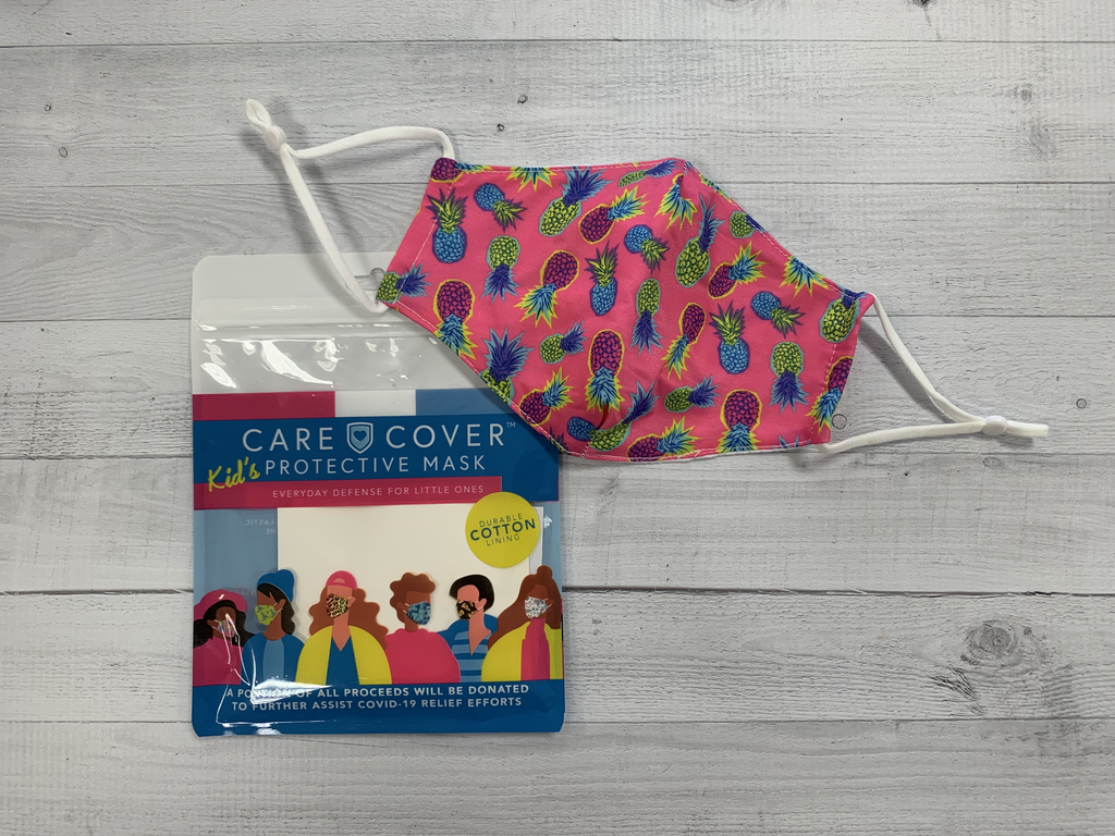Kid's Care Cover Mask - Neon Pineapples