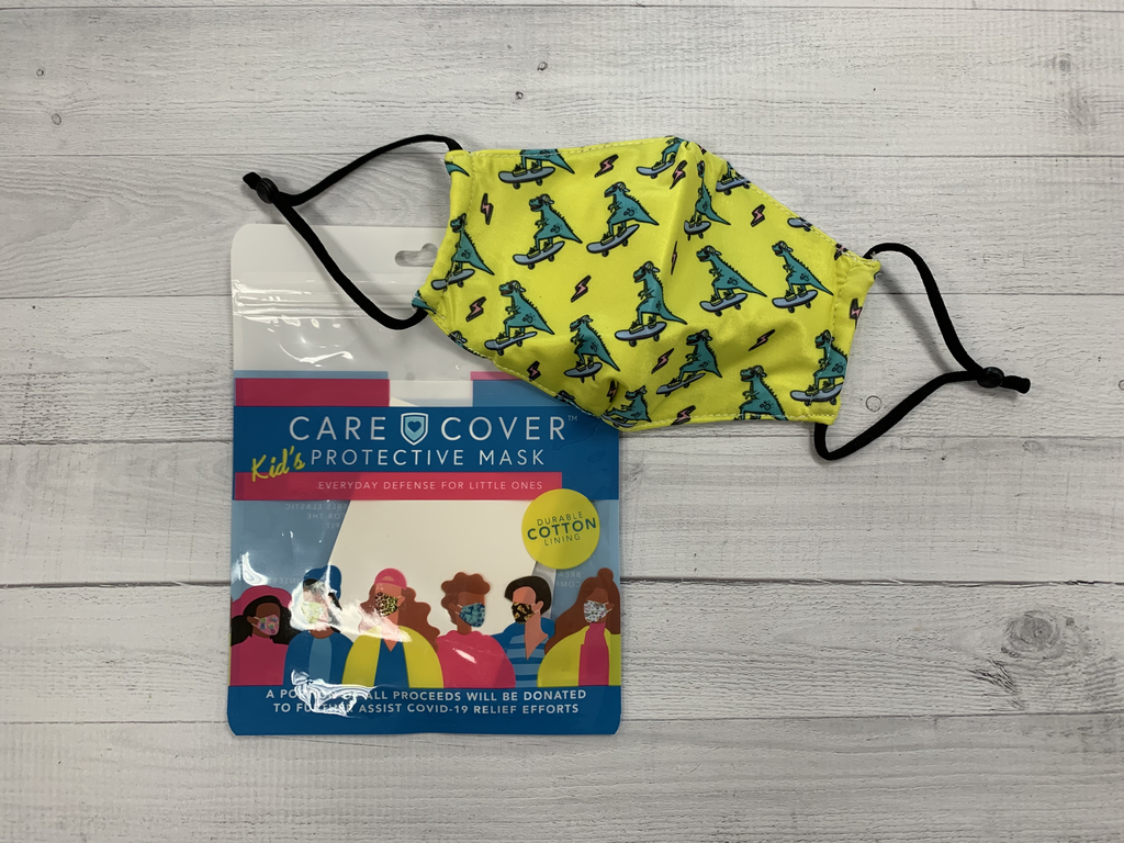 Kid's Care Cover Mask - Skateboard Dinos