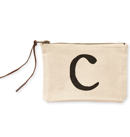 Mud Pie C Initial Canvas Cosmetic Bag