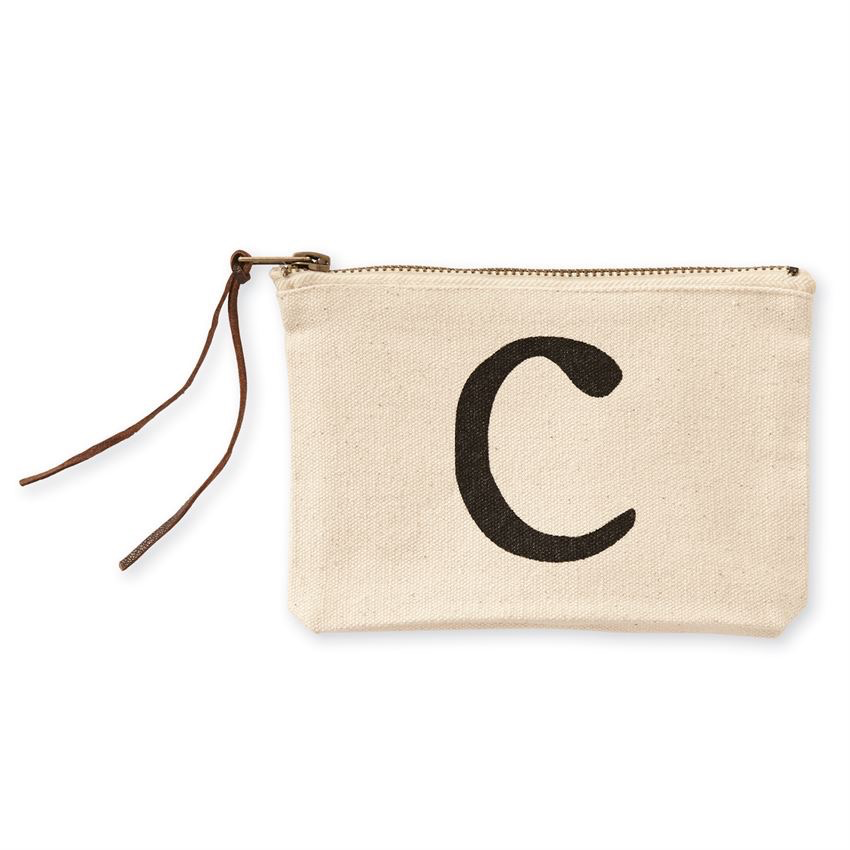 Mud Pie C Initial Canvas Cosmetic Bag