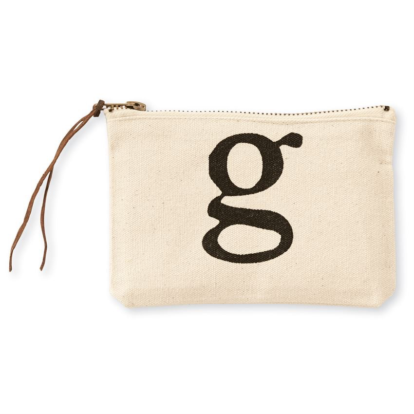 Mud Pie G Initial Canvas Cosmetic Bag