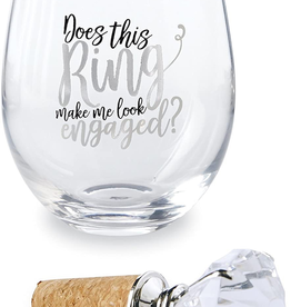 Mud Pie Does This Ring Make Me Wine Glass