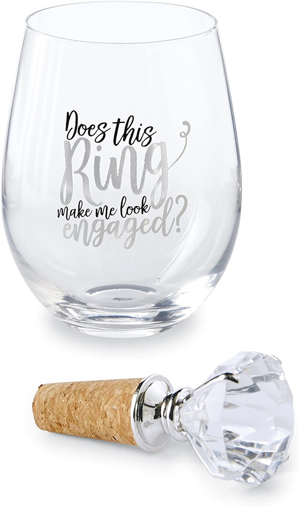 Mud Pie Does This Ring Make Me Wine Glass