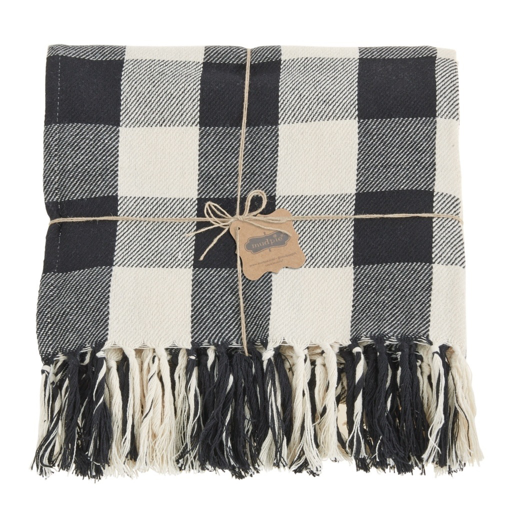 Mud Pie Black and White Checkered Blanket
