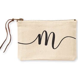 Mud Pie M Initial Canvas Cosmetic Bag