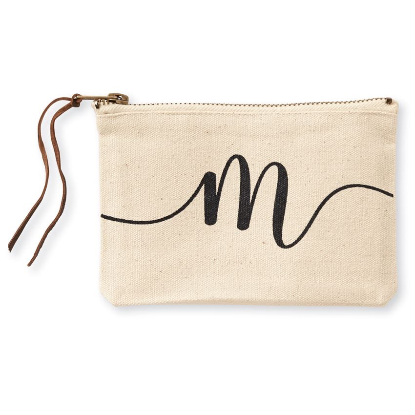 Mud Pie M Initial Canvas Cosmetic Bag