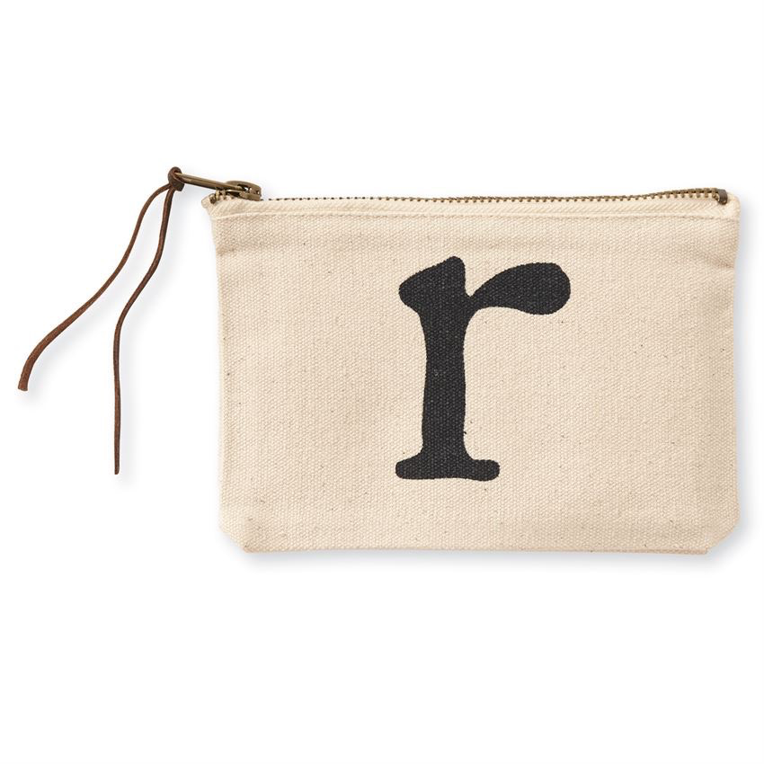 Mud Pie R Initial Canvas Cosmetic Bag