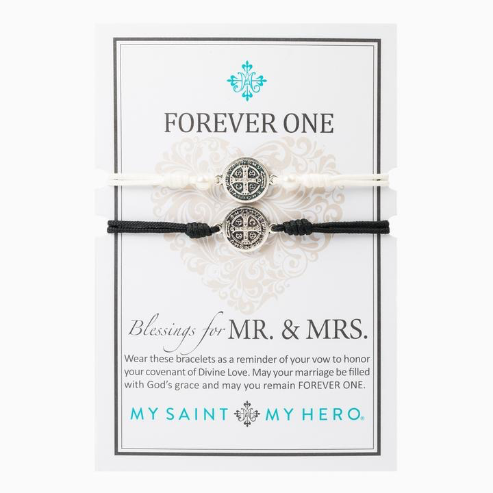 My Saint My Hero - Forever One - Mr. & Mrs. Blessings Bracelets - Black/Silver