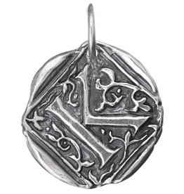Waxing Poetic Square Insignia Charm- Silver- Letter K