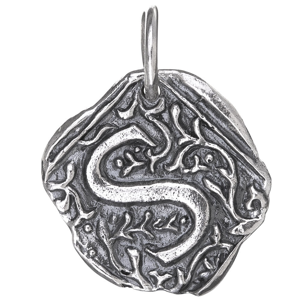 Waxing Poetic Square Insignia Charm- Silver- Letter S