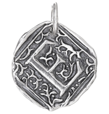 Waxing Poetic Square Insignia Charm- Silver- Letter E