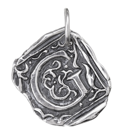 Waxing Poetic Square Insignia Charm- Silver- Letter G