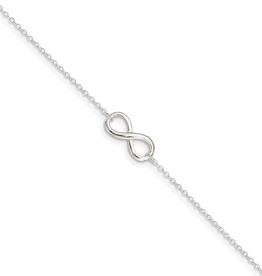 Sterling Silver Polished w/ 1 in. Extender Infinity Symbol Anklet