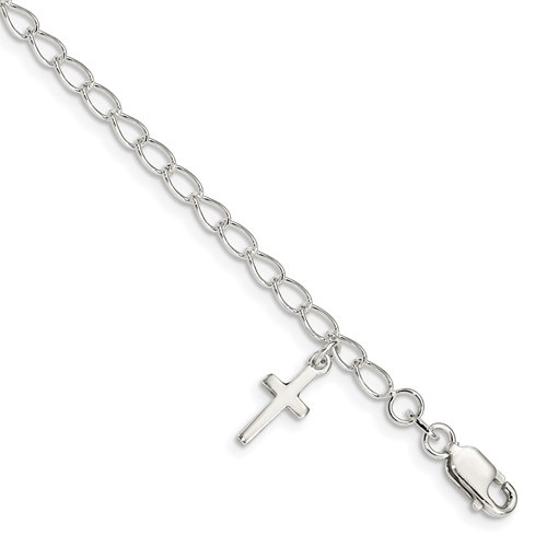 Sterling Silver Child's Charm Bracelet with Cross