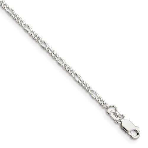 Sterling Silver 2.25mm Figaro Ankle Chain