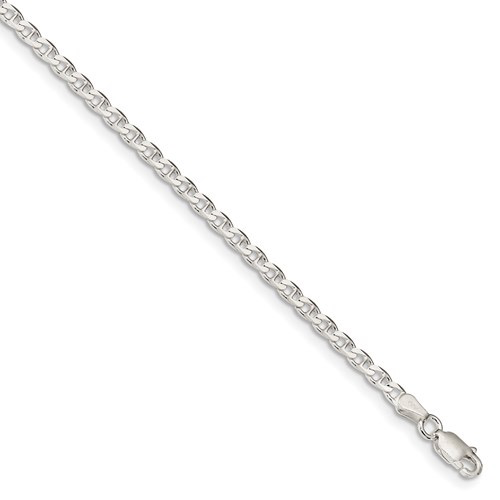 Sterling Silver 3.15mm Flat Anchor Ankle Bracelet 9 inch