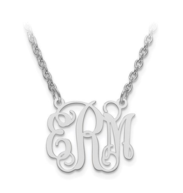 Sterling Silver High Polish Monogram Necklace (5/8”)