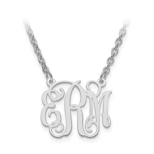 Sterling Silver High Polish Monogram Necklace (5/8”)