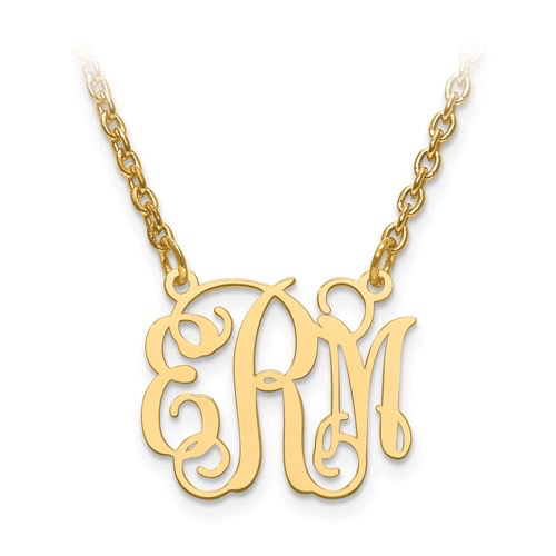 Gold Plated/Sterling Silver Monogram Necklace (5/8”)