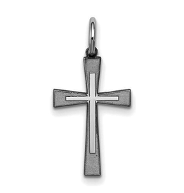 Sterling Silver Rhodium-Plated Laser Designed Cross