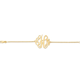 Gold Plated/Sterling Silver Personalized Polished Monogram Plate with Chain Bracelet