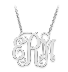 Sterling Silver High Polish Monogram Necklace/Medium (1.25”)