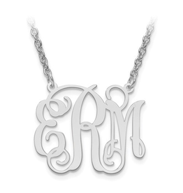 Sterling Silver High Polish Monogram Necklace (7/8”)