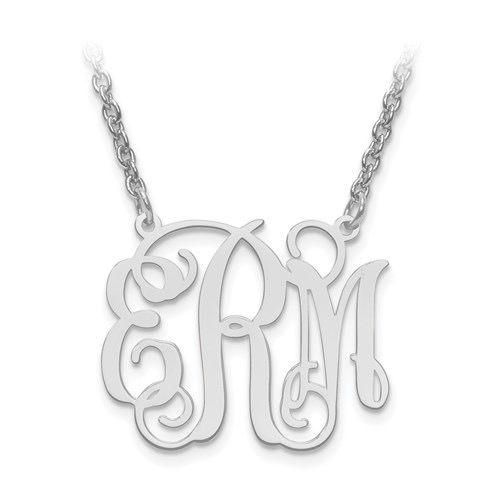 Sterling Silver High Polish Monogram Necklace (7/8”)