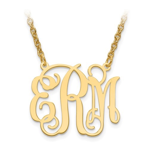Gold Plated/Sterling Silver Monogram Necklace (7/8”