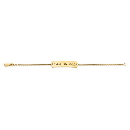 Gold Plated/Sterling Silver Personalized Polished Monogram Plate with Chain Bracelet