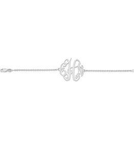 Gold Plated/Sterling Silver Personalized Polished Monogram Plate with Chain Bracelet