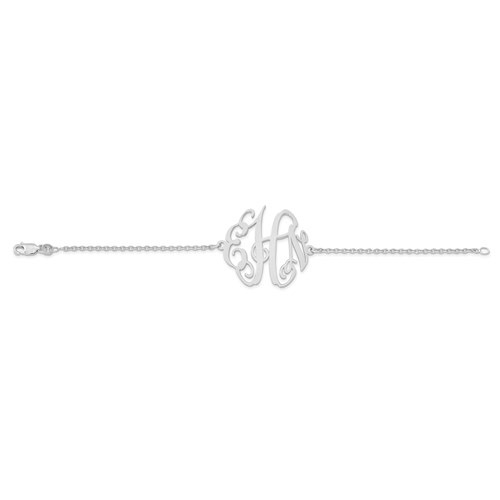 Gold Plated/Sterling Silver Personalized Polished Monogram Plate with Chain Bracelet
