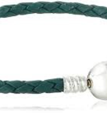 Chamiia Medium Braided Teal Leather Bracelet with Round Snap Closure