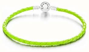 Chamilia Small Braided Green Leather Bracelet with Round Snap Closure