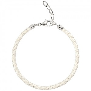Chamilia One Size White Metallic Braided Leather Bracelet