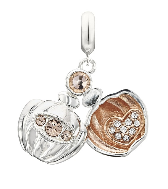 Chamilia Sterling Silver - Love Potion Locket - Light Peach Swarovski Crystal & Rose Gold Plating