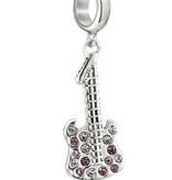 Chamilia Sterling Silver - Violet Bass Guitar - Light Amethyst & Amethyst Swarovski Crystal