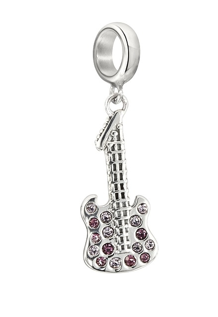 Chamilia Sterling Silver - Violet Bass Guitar - Light Amethyst & Amethyst Swarovski Crystal