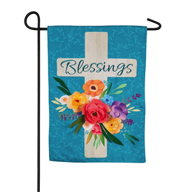 Garden Flag - Blessings Floral Cross
