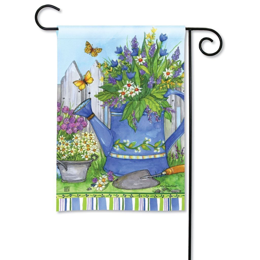 Garden Flag - Painted Watering Can