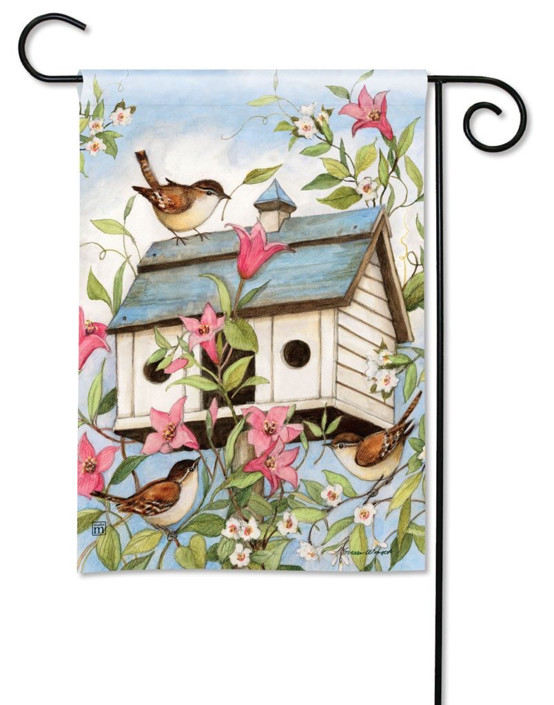 Garden Flag - Spring Birdhouse