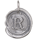 Waxing Poetic Round Insignia Charm- Silver- Letter R