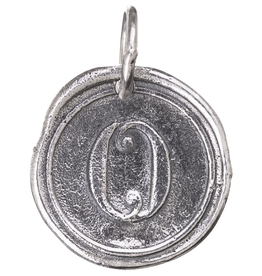 Waxing Poetic Round Insignia Charm- Silver- Letter O