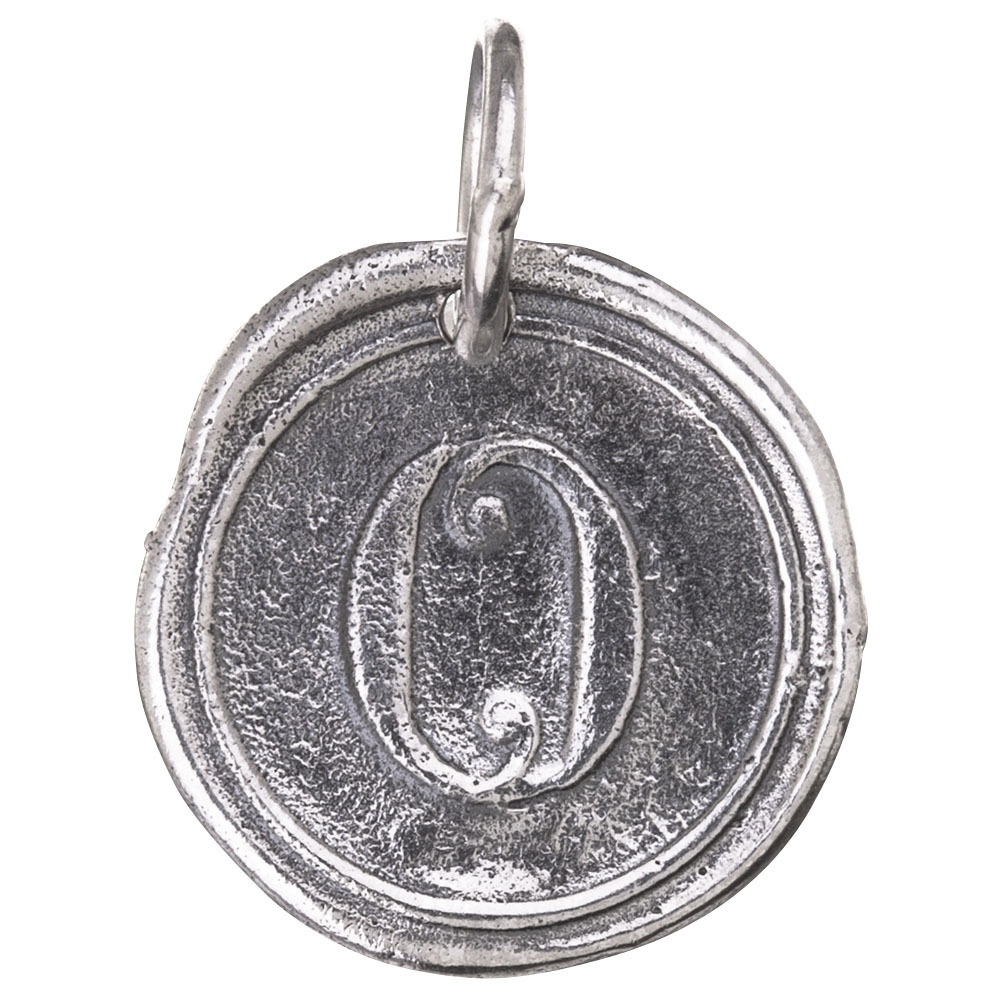 Waxing Poetic Round Insignia Charm- Silver- Letter O