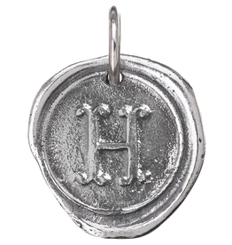 Waxing Poetic Round Insignia Charm- Silver- Letter H