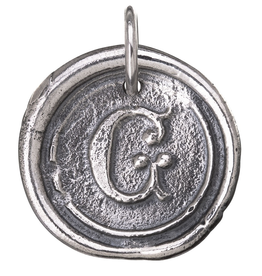 Waxing Poetic Round Insignia Charm- Silver- Letter G