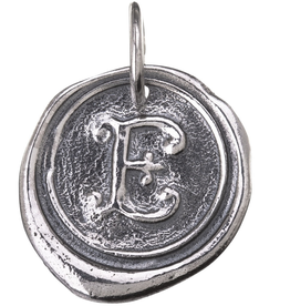 Waxing Poetic Round Insignia Charm- Silver- Letter E