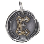 Waxing Poetic Rivet Insignia Charm- Silver/Brass- Letter E